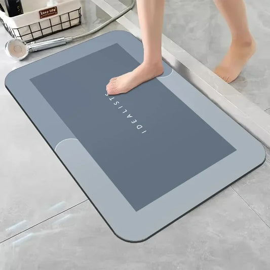 Quick-Dry Stone Bath Mat — Super Absorbent Diatomite Shower Mat, Non-Slip